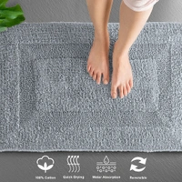 LUXE HOME INTERNATIONAL Bath Mat Cotton Super Soft Absorbent Paris Mat, Hotel Bath Mat for Bathroom, Kitchen, Doormat, Floor mat - 40x60 cm, Silver