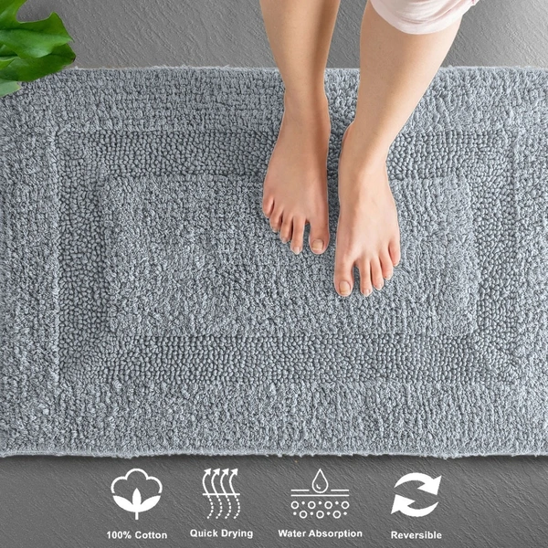 LUXE HOME INTERNATIONAL Bath Mat Cotton Super Soft Absorbent Paris Mat, Hotel Bath Mat for Bathroom, Kitchen, Doormat, Floor mat - 40x60 cm, Silver