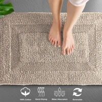 LUXE HOME INTERNATIONAL Bath Mat Cotton Super Soft Absorbent Paris Mat, Hotel Bath Mat for Bathroom, Kitchen, Doormat, Floor mat - 40x60 cm, Walnut