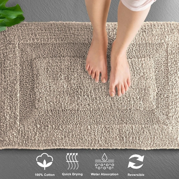 LUXE HOME INTERNATIONAL Bath Mat Cotton Super Soft Absorbent Paris Mat, Hotel Bath Mat for Bathroom, Kitchen, Doormat, Floor mat - 40x60 cm, Walnut