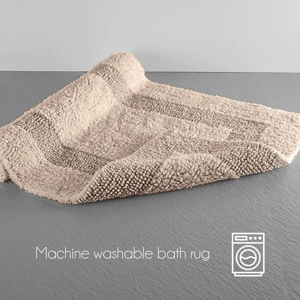 LUXE HOME INTERNATIONAL Bath Mat Cotton Super Soft Absorbent Paris Mat, Hotel Bath Mat for Bathroom, Kitchen, Doormat, Floor mat - 40x60 cm, Walnut