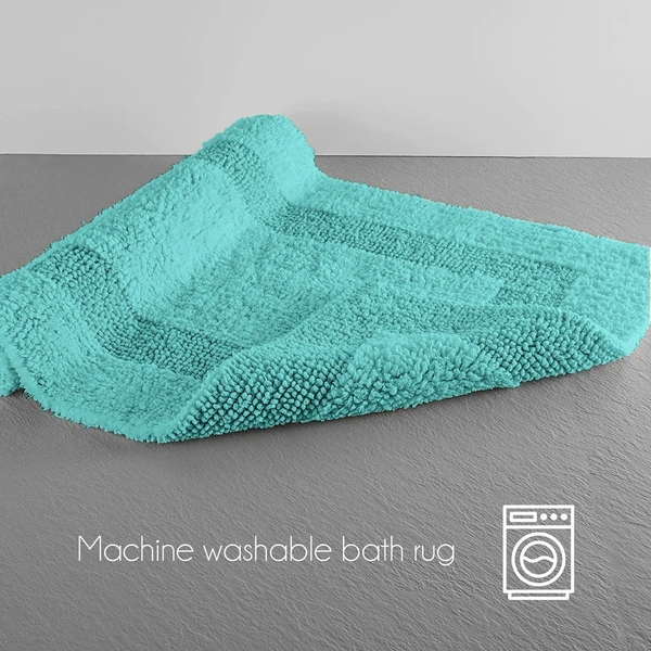 LUXE HOME INTERNATIONAL Bath Mat Cotton Super Soft Absorbent Paris Mat, Hotel Bath Mat for Bathroom, Kitchen, Doormat, Floor mat - 40x60 cm, Aqua