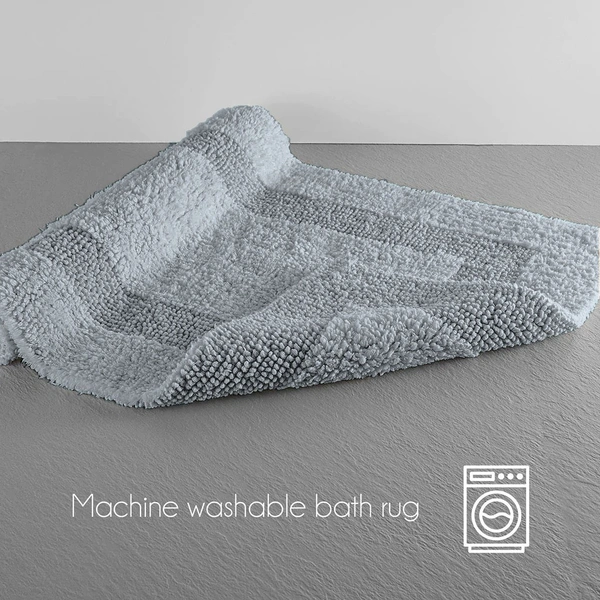 LUXE HOME INTERNATIONAL Bath Mat Cotton Super Soft Absorbent Paris Mat, Hotel Bath Mat for Bathroom, Kitchen, Doormat, Floor mat - 40x60 cm, Silver