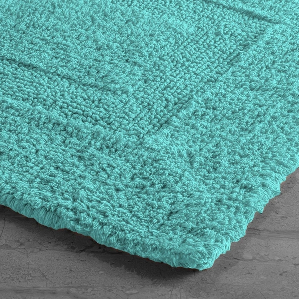 LUXE HOME INTERNATIONAL Bath Mat Cotton Super Soft Absorbent Paris Mat, Hotel Bath Mat for Bathroom, Kitchen, Doormat, Floor mat - 40x60 cm, Aqua