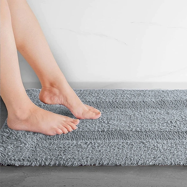 LUXE HOME INTERNATIONAL Bath Mat Cotton Super Soft Absorbent Paris Mat, Hotel Bath Mat for Bathroom, Kitchen, Doormat, Floor mat - 40x60 cm, Silver