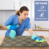 LUXE HOME INTERNATIONAL Phuket PVC Loop Utility Anti-Fatigue Kitchen Mat Non-Slip Cushioned Comfort Mat - Plaid Pattern Standing Desk Mat - Waterproof and Easy to Clean for Home and Office - 40x60 cm, Khaki
