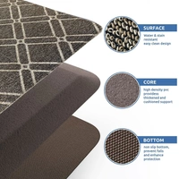 LUXE HOME INTERNATIONAL Phuket PVC Loop Utility Anti-Fatigue Kitchen Mat Non-Slip Cushioned Comfort Mat - Plaid Pattern Standing Desk Mat - Waterproof and Easy to Clean for Home and Office - 40x60 cm, Khaki