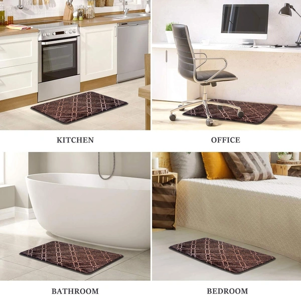 LUXE HOME INTERNATIONAL Phuket PVC Loop Utility Anti-Fatigue Kitchen Mat Non-Slip Cushioned Comfort Mat - Plaid Pattern Standing Desk Mat - Waterproof and Easy to Clean for Home and Office - 40x60 cm, Brown
