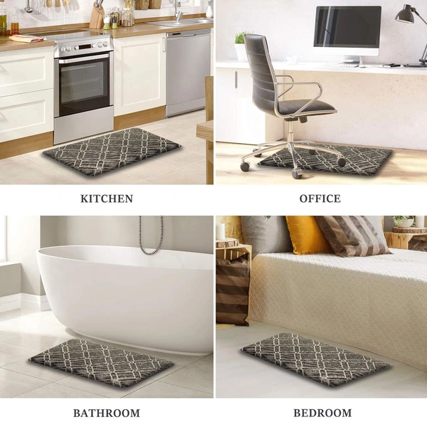 LUXE HOME INTERNATIONAL Phuket PVC Loop Utility Anti-Fatigue Kitchen Mat Non-Slip Cushioned Comfort Mat - Plaid Pattern Standing Desk Mat - Waterproof and Easy to Clean for Home and Office - 40x60 cm, Khaki