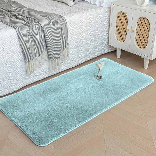 LUXE HOME INTERNATIONAL Rabbit Fur Super Soft Non Slip Mat for Bathroom, Bedroom - 60x90 cm, Turquish