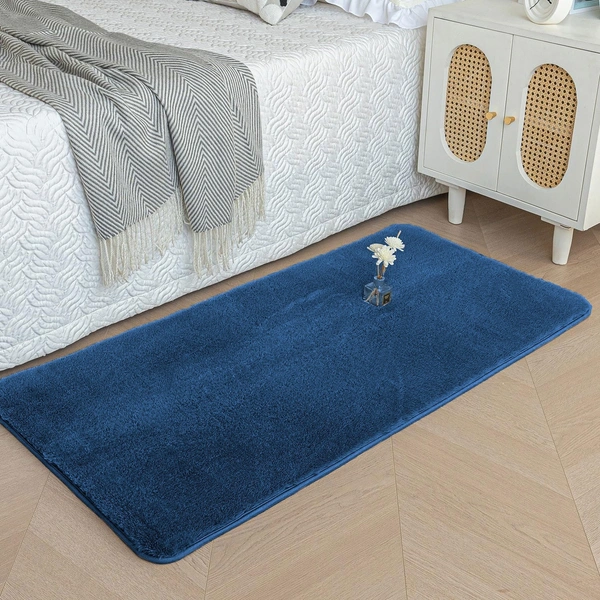 LUXE HOME INTERNATIONAL Rabbit Fur Super Soft Non Slip Mat for Bathroom, Bedroom - 60x90 cm, Teal