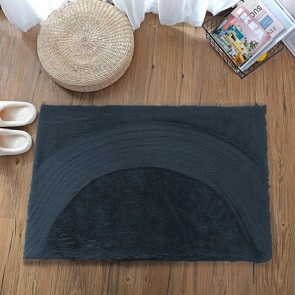 LUXE HOME INTERNATIONAL Rabbit Fur Super Soft Non Slip Mat for Bathroom, Bedroom - 40x60 cm, Anthra