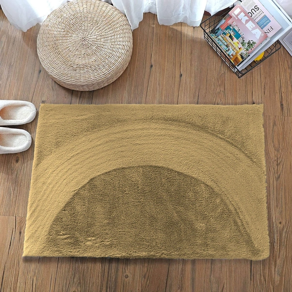 LUXE HOME INTERNATIONAL Rabbit Fur Super Soft Non Slip Mat for Bathroom, Bedroom - 40x60 cm, Mocka