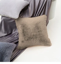 LUXE HOME INTERNATIONAL Cushion Cover 16 inch x 16 inch Duble Side Rabbit Fur Diamond Design Covers Set of 2 for Sofa, Bedroom, livingroom - 16"x16", Taupe