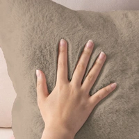 LUXE HOME INTERNATIONAL Cushion Cover 16 inch x 16 inch Duble Side Rabbit Fur Diamond Design Covers Set of 2 for Sofa, Bedroom, livingroom - 16"x16", Taupe