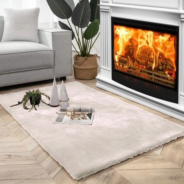 LUXE HOME INTERNATIONAL Rabbit Fur Super Soft Non Slip Floor Carpets for Bedroom, Livingroom - 3x5 Ft, Skin