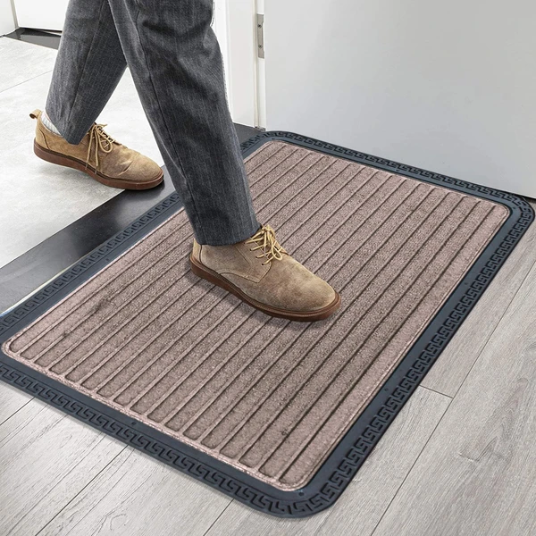 LUXE HOME INTERNATIONAL Rubber Doormats Entrance Foot mate water absorbing Door Mat For Bathroom Floor, Room Mats - 40x60 cm, Beige