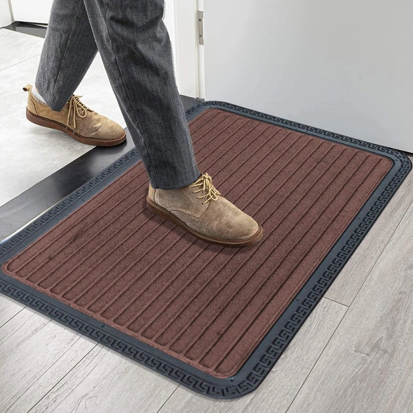 LUXE HOME INTERNATIONAL Luxe Home Rubber Doormats Entrance Foot mate water absorbing Door Mat For Bathroom Floor, Room Mats, Size 40x60 cm, Brown - Brown