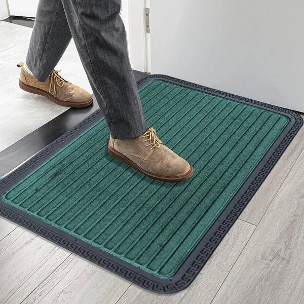 LUXE HOME INTERNATIONAL Luxe Home Rubber Doormats Entrance Foot mate water absorbing Door Mat For Bathroom Floor, Room Mats, Size 40x60 cm, Green - Green