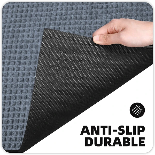 LUXE HOME INTERNATIONAL Luxe Home PVC Rubber Outdoor Door Mat Polkadot Design Long Main Entrance Doormate Anti Slip Waterproof Welcome Mats for Floor, Bathroom, Kitchen, Office, Gym (Grey, 45x75 cm, Pack of 1 ) - Grey