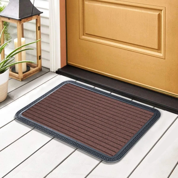 LUXE HOME INTERNATIONAL Luxe Home Rubber Doormats Entrance Foot mate water absorbing Door Mat For Bathroom Floor, Room Mats, Size 40x60 cm, Brown - Brown