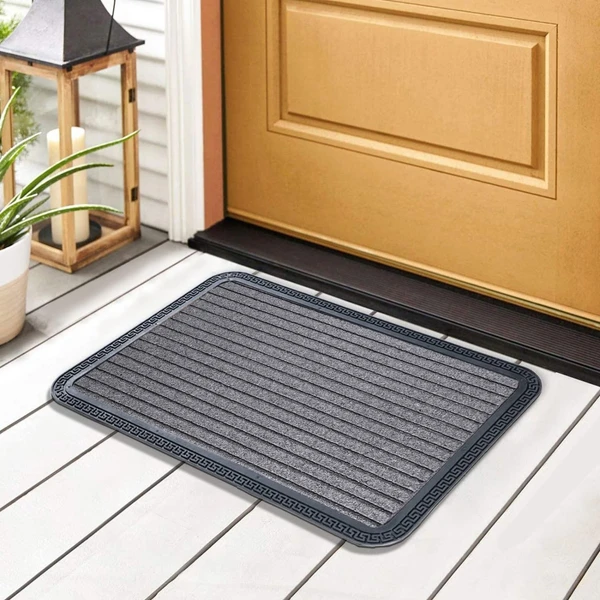 LUXE HOME INTERNATIONAL Luxe Home Rubber Doormats Entrance Foot mate water absorbing Door Mat For Bathroom Floor, Room Mats, Size 40x60 cm, Grey - Green