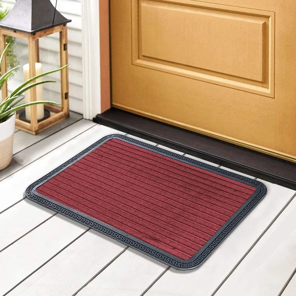 LUXE HOME INTERNATIONAL LuxeHomeRubberDoormatsEntranceFootmatewaterabsorbingDoorMatForBathroomFloor,RoomMats,Size40x60cm,Red - Grey