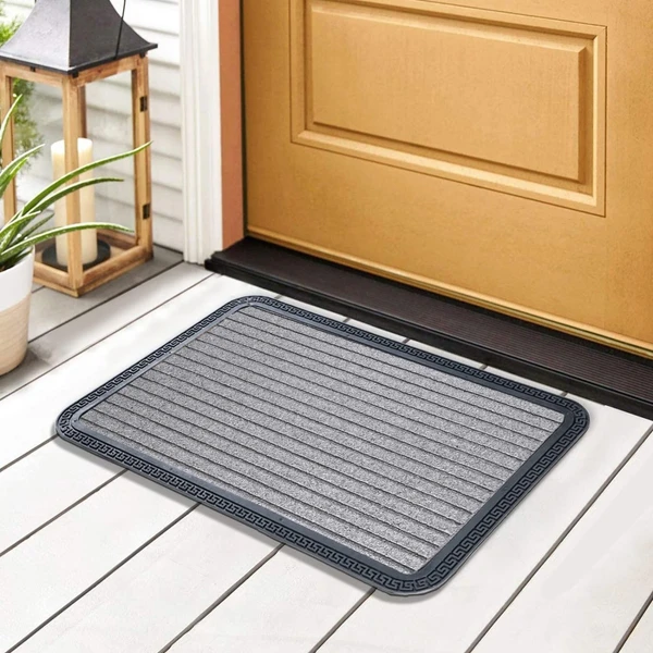 LUXE HOME INTERNATIONAL Luxe Home Rubber Doormats Entrance Foot mate water absorbing Door Mat For Bathroom Floor, Room Mats, Size 40x60 cm, Silver - Red