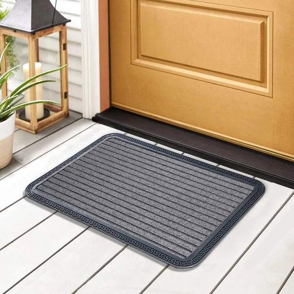 LUXE HOME INTERNATIONAL Luxe Home Rubber Doormats Entrance Foot mate water absorbing Door Mat For Bathroom Floor, Room Mats, Size 40x60 cm, Red - Grey