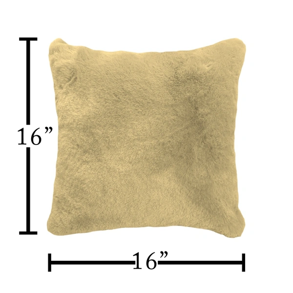 LUXE HOME INTERNATIONAL Cushion Cover 16 inch x 16 inch Duble Side Rabbit Fur Diamond Design Covers Set of 2 for Sofa, Bedroom, livingroom - 16"x16", Gold