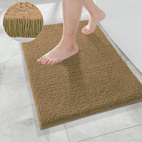 LUXE HOME INTERNATIONAL Bathmat Sensuous Microfiber 2500 GSM Anti-Skid ( Antigold , 45 Cm x 75 Cm , Pack of 1 ) - Antigold