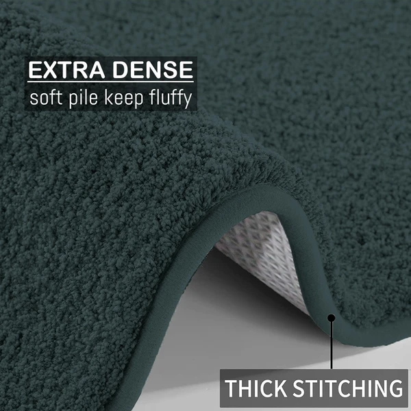 LUXE HOME INTERNATIONAL Bathmat Sensuous Microfiber 2500 GSM Anti-Skid ( H.Green , 40 Cm x 60 Cm , Pack of 1 ) - 40x60 cm