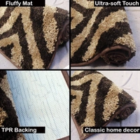 LUXE HOME INTERNATIONAL Tokyo Crosswave Bathmat Microfiber Anti Skid Super Soft 1 Pieces ( Coffee, 45 Cm x 75 Cm ) - 45x75 cm, Coffee