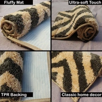 LUXE HOME INTERNATIONAL Tokyo Crosswave Bathmat Microfiber Anti Skid Super Soft 1 Pieces ( Chocolate, 45 Cm x 75 Cm ) - 45x75 cm, Chocolate