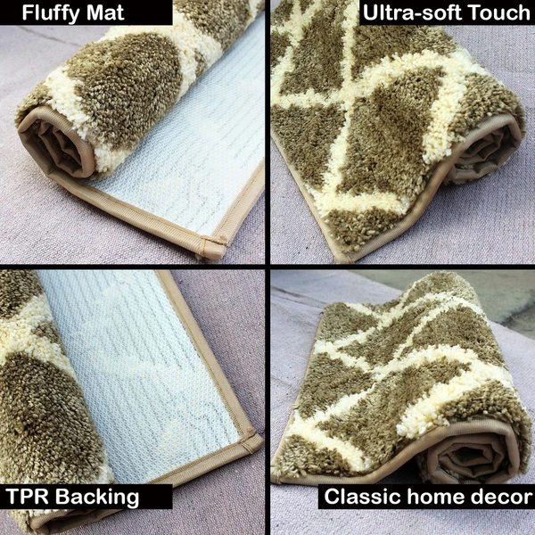 LUXE HOME INTERNATIONAL Tokyo Diamond Bathmat Microfiber Anti Skid Super Soft 1 Pieces ( Tobacco, 40 Cm x 60 Cm ) - Tobacco