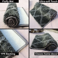 LUXE HOME INTERNATIONAL Tokyo Diamond Bathmat Microfiber Anti Skid Super Soft 1 Pieces ( Grey, 45 Cm x 75 Cm ) - 45x75 cm, Grey