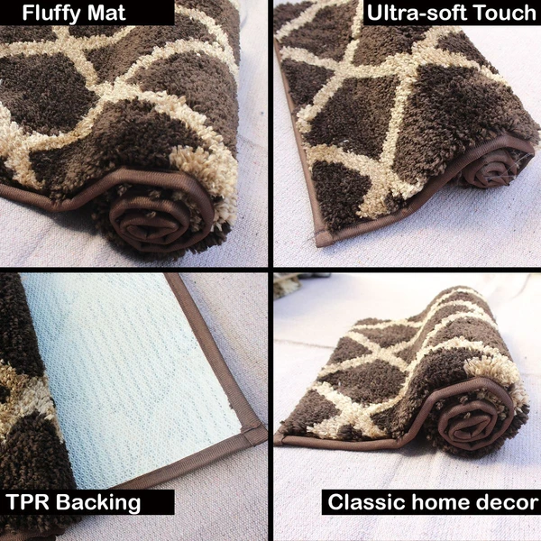 LUXE HOME INTERNATIONAL TokyoDiamondBathmatMicrofiberAntiSkidSuperSoft1Pieces(Coffee,40Cmx60Cm) - Coffee