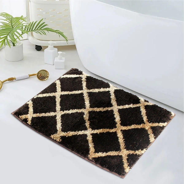 LUXE HOME INTERNATIONAL TokyoDiamondBathmatMicrofiberAntiSkidSuperSoft1Pieces(Coffee,40Cmx60Cm) - Coffee