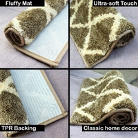 LUXE HOME INTERNATIONAL Tokyo Diamond Bathmat Microfiber Anti Skid Super Soft 1 Pieces ( Tobacco, 45 Cm x 75 Cm ) - 45x75 cm, Tobacco