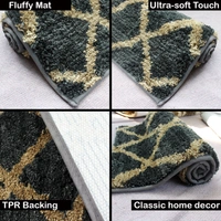 LUXE HOME INTERNATIONAL Tokyo Diamond Bathmat Microfiber Anti Skid Super Soft 1 Pieces ( Anti Gold, 45 Cm x 75 Cm ) - 45x75 cm, Anti Gold