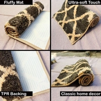LUXE HOME INTERNATIONAL Tokyo Diamond Bathmat Microfiber Anti Skid Super Soft 1 Pieces ( Chocolate, 45 Cm x 75 Cm ) - 45x75 cm, Chocolate