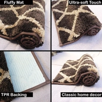 LUXE HOME INTERNATIONAL Tokyo Diamond Bathmat Microfiber Anti Skid Super Soft 1 Pieces ( Coffee, 45 Cm x 75 Cm ) - 45x75 cm, Coffee