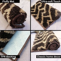 LUXE HOME INTERNATIONAL Tokyo Hermes Bathmat Microfiber Anti Skid Super Soft 1 Pieces ( Coffee, 45 Cm x 75 Cm ) - 45x75 cm, Coffee