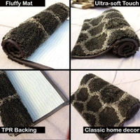 LUXE HOME INTERNATIONAL Tokyo Honeycomb Bathmat Microfiber Anti Skid Super Soft 1 Pieces ( Anthra, 45 Cm x 75 Cm ) - 45x75 cm, Anthra