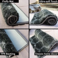 LUXE HOME INTERNATIONAL Tokyo Honeycomb Bathmat Microfiber Anti Skid Super Soft 1 Pieces ( Grey, 45 Cm x 75 Cm ) - 45x75 cm, Grey