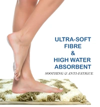 LUXE HOME INTERNATIONAL Tokyo Waves Bathmat Microfiber Anti Skid Super Soft 1 Pieces ( Tobacco, 45 Cm x 75 Cm ) - 45x75 cm, Tobacco