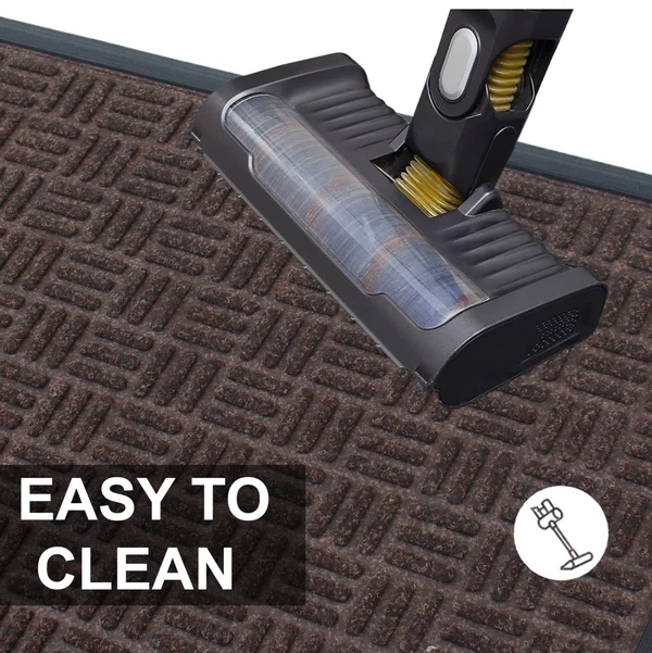 LUXE HOME INTERNATIONAL Luxe Home PVC Rubber Outdoor Door Mat Stripe Box Design Long Main Entrance Doormate Anti Slip Waterproof Welcome Mats for Floor, Bathroom, Kitchen, Office, Gym (Chocolate, 45x75 cm, Pack of 1 ) - Chocolate