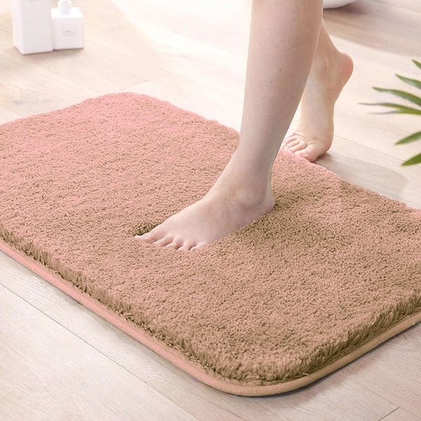 LUXE HOME INTERNATIONAL Vegas Bath Mat Soft, Non Slip Mat for Bedroom and Bathroom Floor - 40x60 cm, Peach