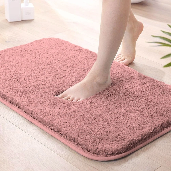 LUXE HOME INTERNATIONAL Vegas Bath Mat Soft, Non Slip Mat for Bedroom and Bathroom Floor - 40x60 cm, Fuscia