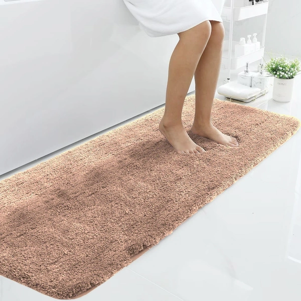 LUXE HOME INTERNATIONAL Vegas Floor Runner Soft, Non Slip Rugs for Bedroom side and Bathroom Floor - 2x5 Ft, Peach